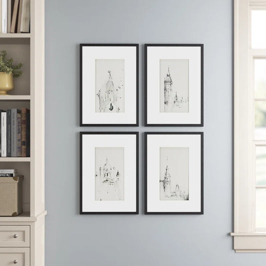 'Architecture' - 4 Piece Picture Frame Painting Print Set