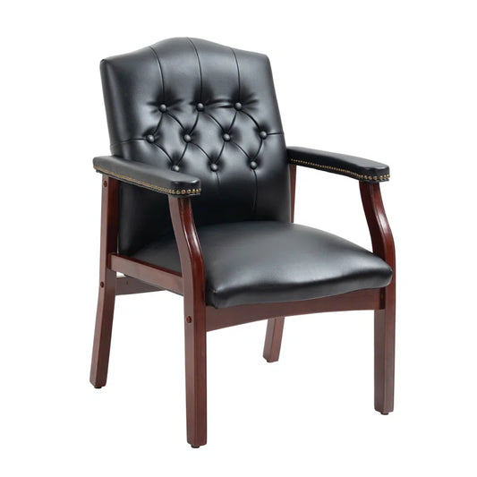 Wyndmoor 24.5" W Vinyl Seat Reception Chair with Wood Frame