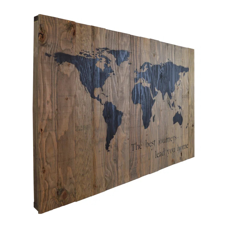 'World Map' by Fireside Home - Picture Frame Graphic Art Print on Wood