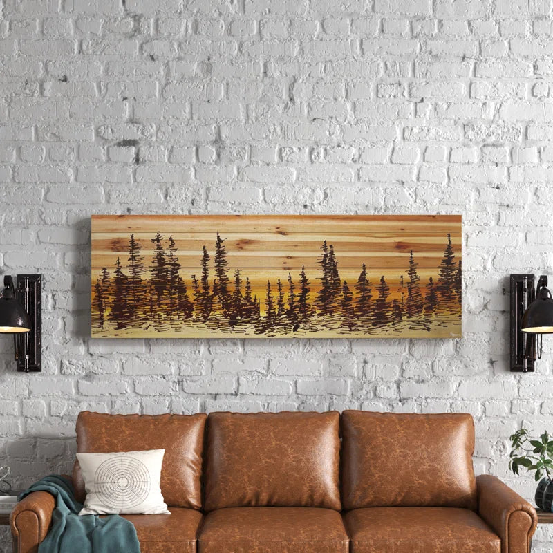 Haimes " Pine Tree Sunset " by Parvez Taj on Wood