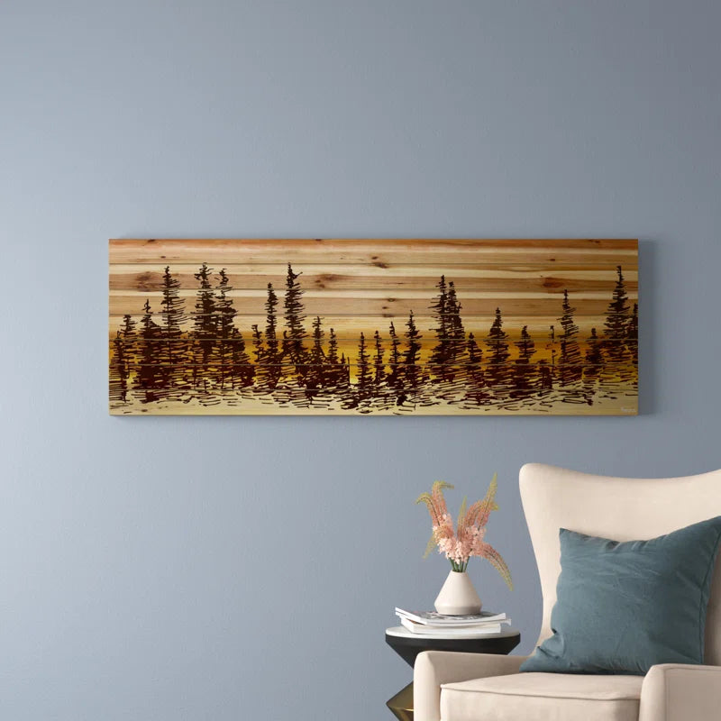 Haimes " Pine Tree Sunset " by Parvez Taj on Wood