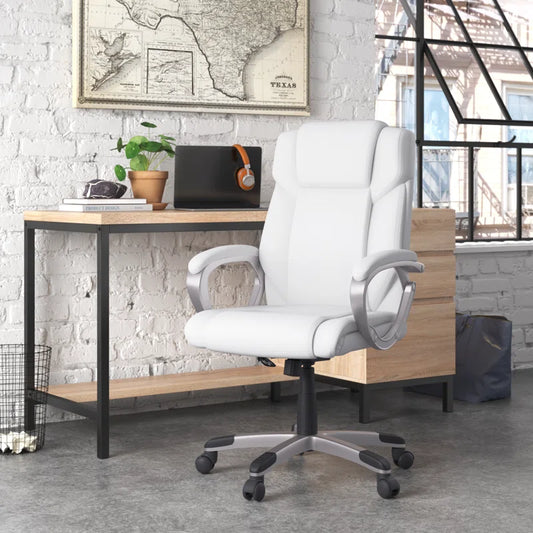 Kalman Mid-Back Leathersoft Executive Swivel Office Chair with Padded Arms