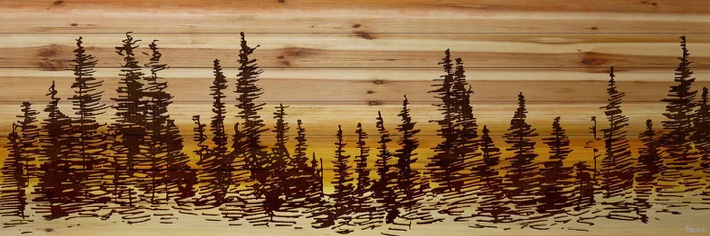 Haimes " Pine Tree Sunset " by Parvez Taj on Wood