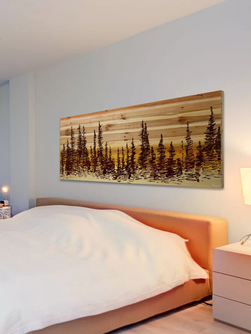 Haimes " Pine Tree Sunset " by Parvez Taj on Wood