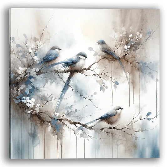 " Serene Moments: Watercolor Birds " Office Wall Art