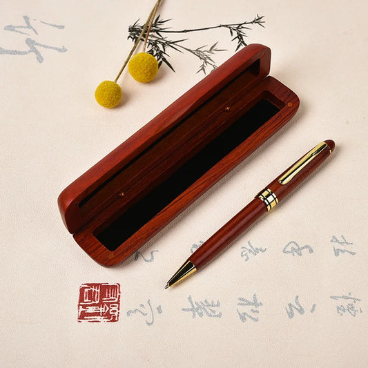 Natural Wooden Pen Box Rosewood Series Customizable LOGO Luxury Calligraphy Wooden Ballpoint Pen Pen Box Set