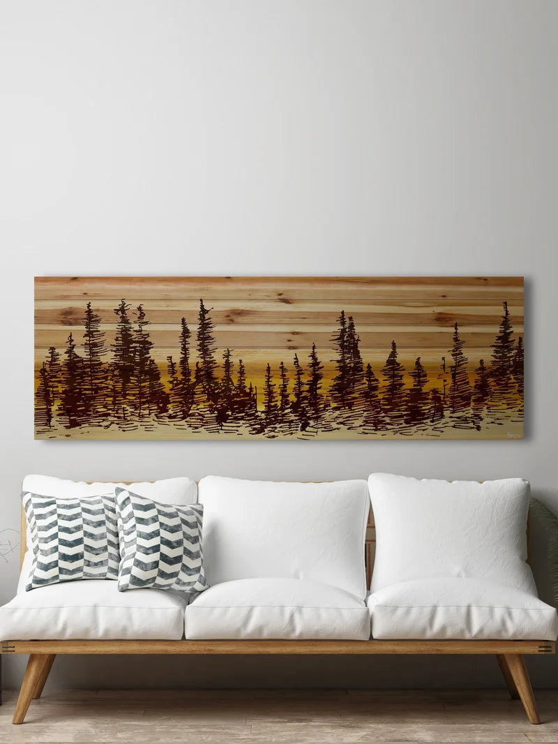 Haimes " Pine Tree Sunset " by Parvez Taj on Wood