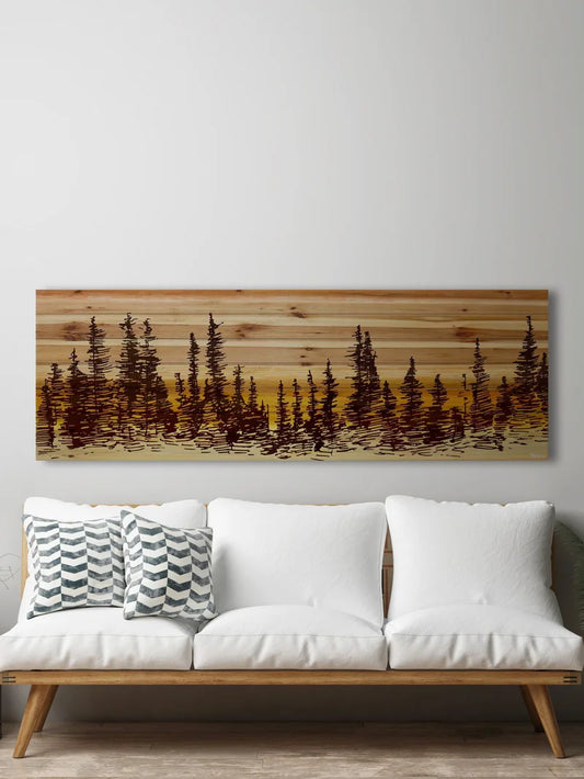 Haimes " Pine Tree Sunset " by Parvez Taj on Wood